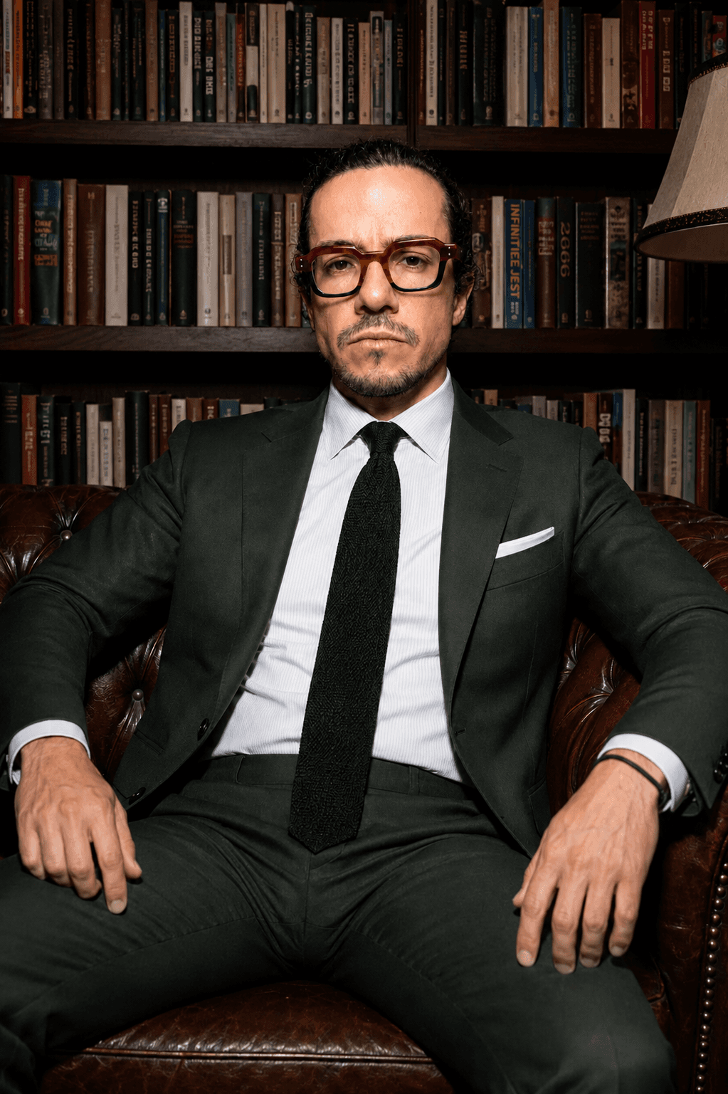 Jonathan P. De Collibus seated in a library
